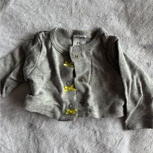 Carter's Gray Baby Cardigan with Yellow Bow Accents